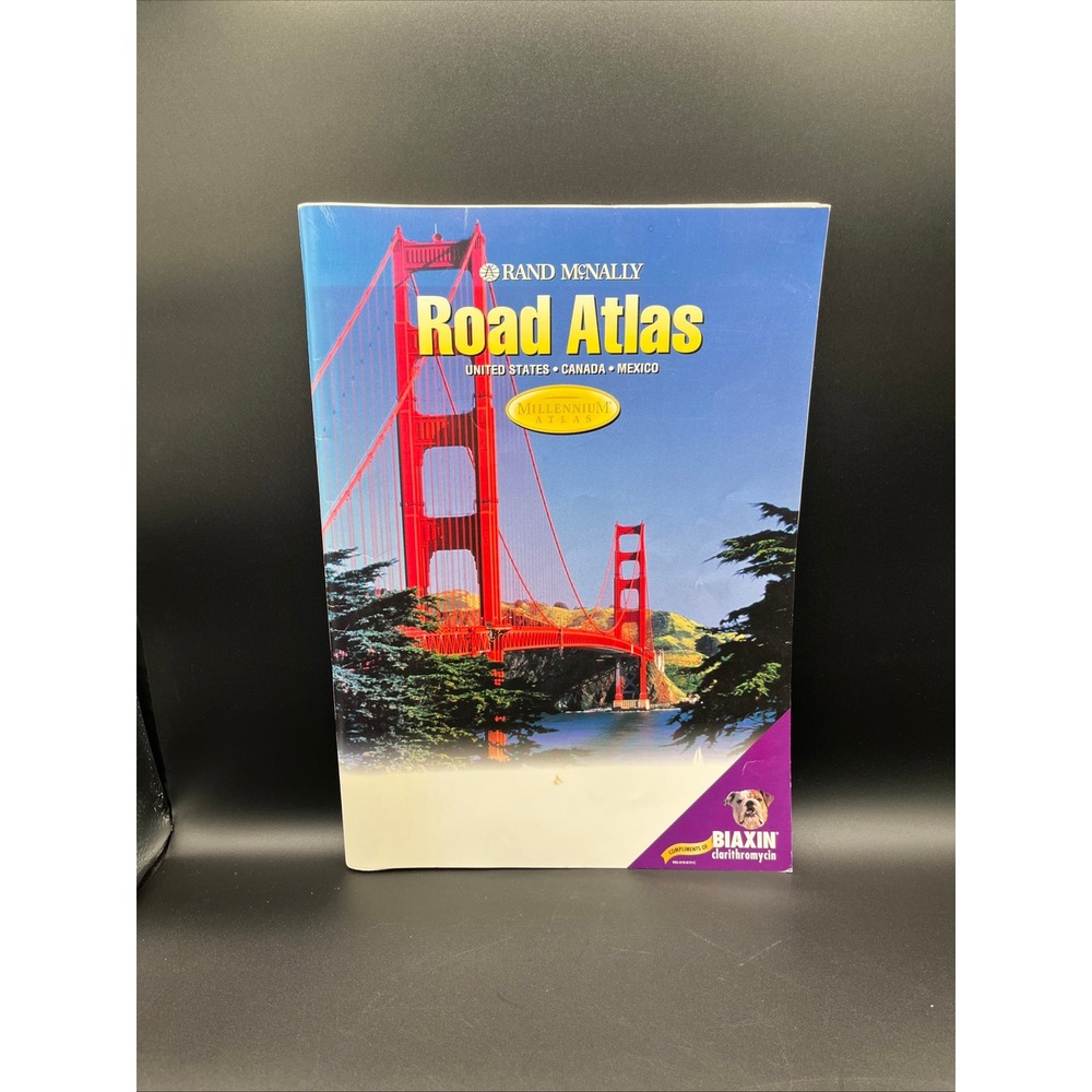 Rand McNally Road Atlas‎ Millennium Edition 1999 Biaxin Pharma Bulldog Promo USA